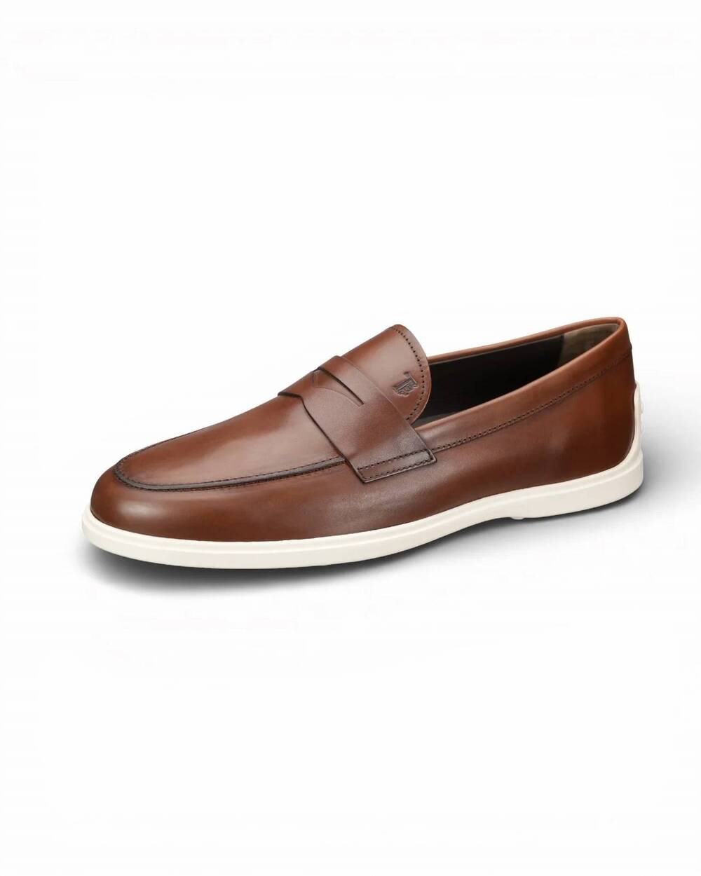 NEW TOD'S men's 78l gomma penny loafer in teak